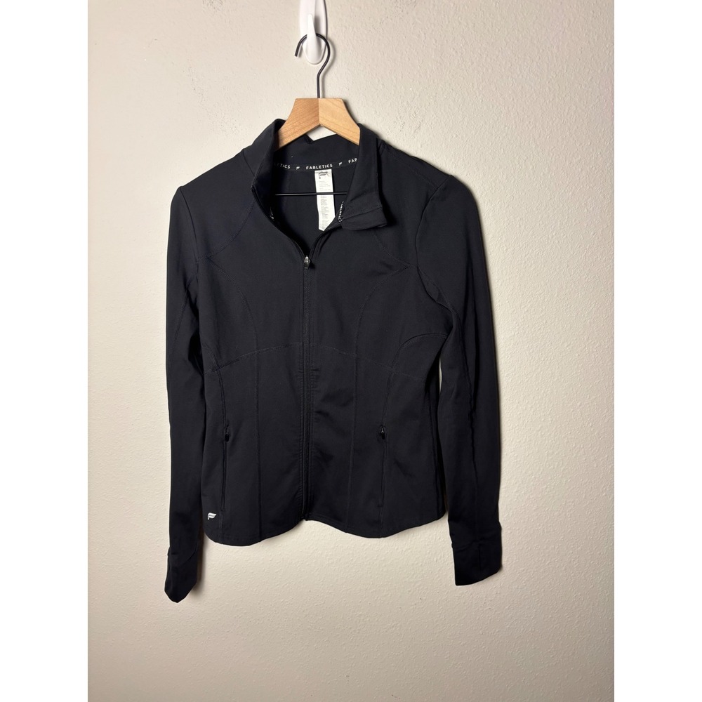 🩵Fabletics Perfect Storm Train Jacket Black Full Zip Activewear Women Size L